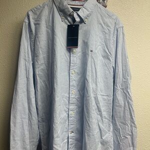 Tommy Hilfiger Blue and White Casual Button Down Shirt